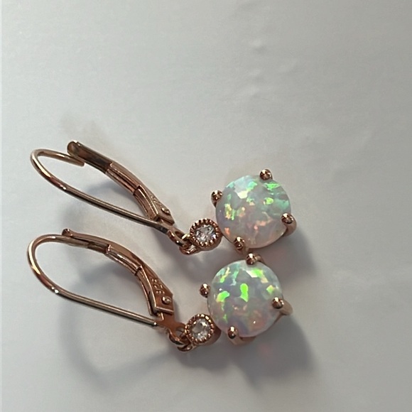 925 rose gold plated opal earrings - Picture 2 of 5